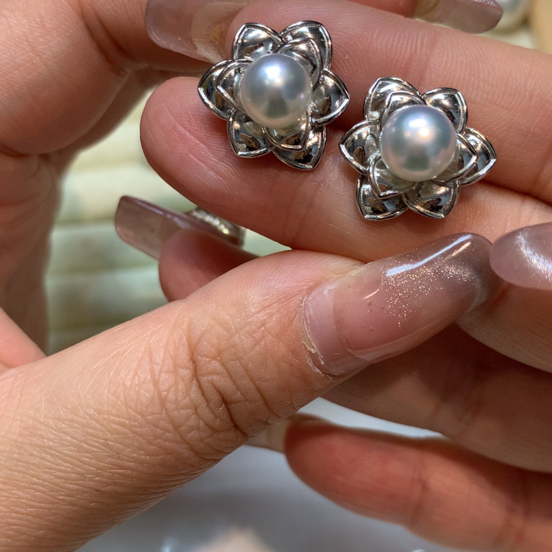 海水珍珠耳饰银S925镶嵌