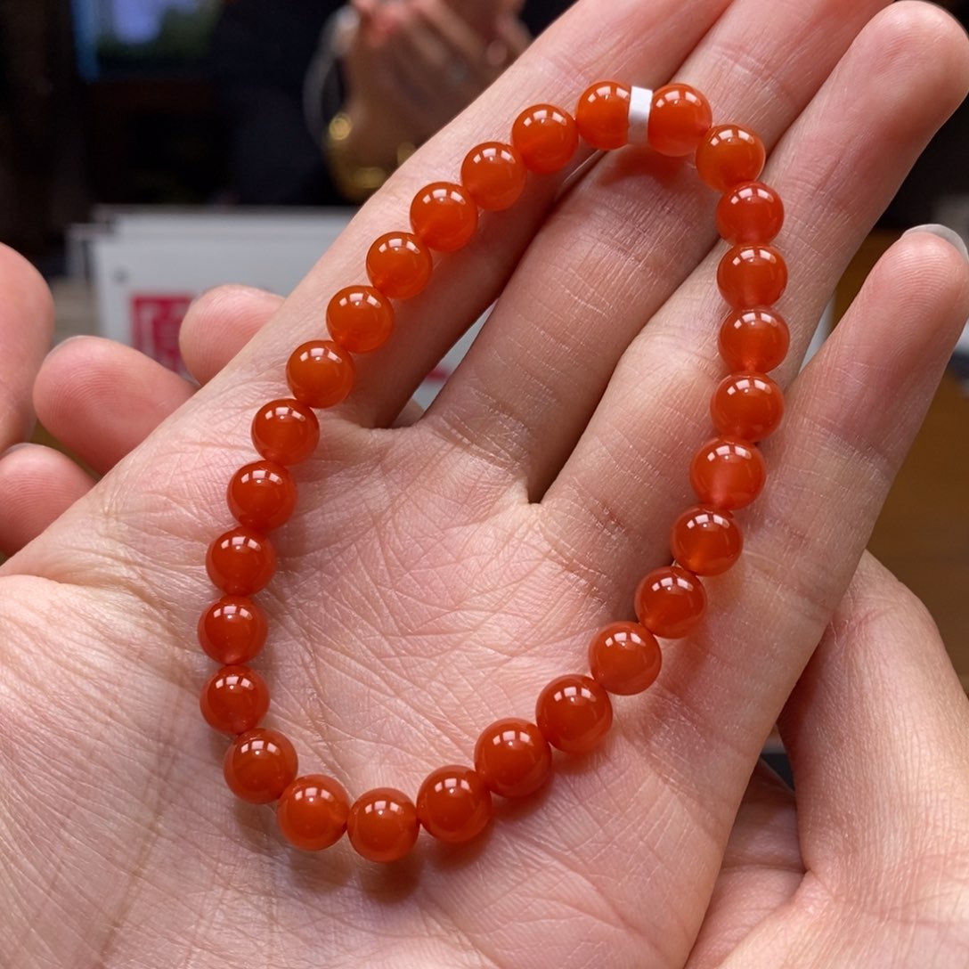 南红玛瑙串未镶嵌6➕海尾山 冰红一颗明瑕