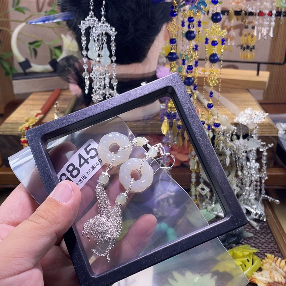 珍***茶蛇纹石玉未镶嵌发饰