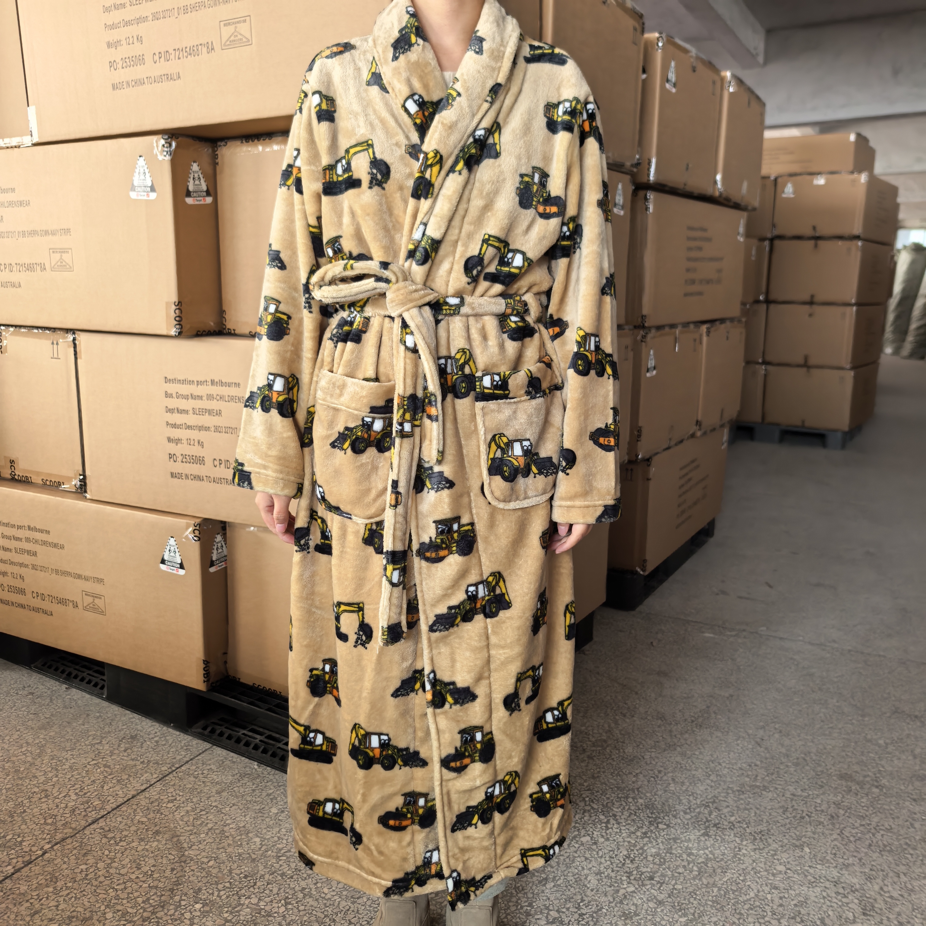 【卡其机械】情侣睡袍秋冬保暖双面法兰绒柔软舒适中长款浴袍