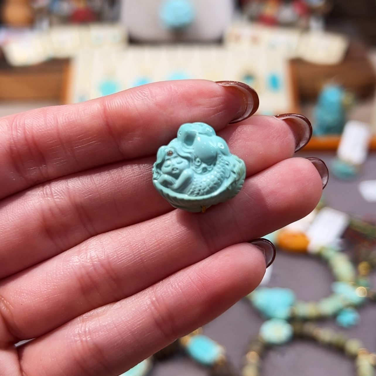 【闪购商品】未镶嵌绿松石裸石配饰?****?美人鱼