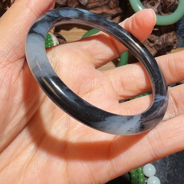 和田玉未镶嵌手镯新疆籽青花