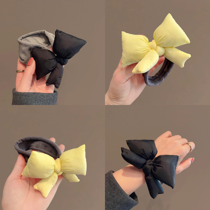 韩式蝴蝶结发圈弹力布灰圈头绳韩系百搭韩系发饰2025新款不伤发绳