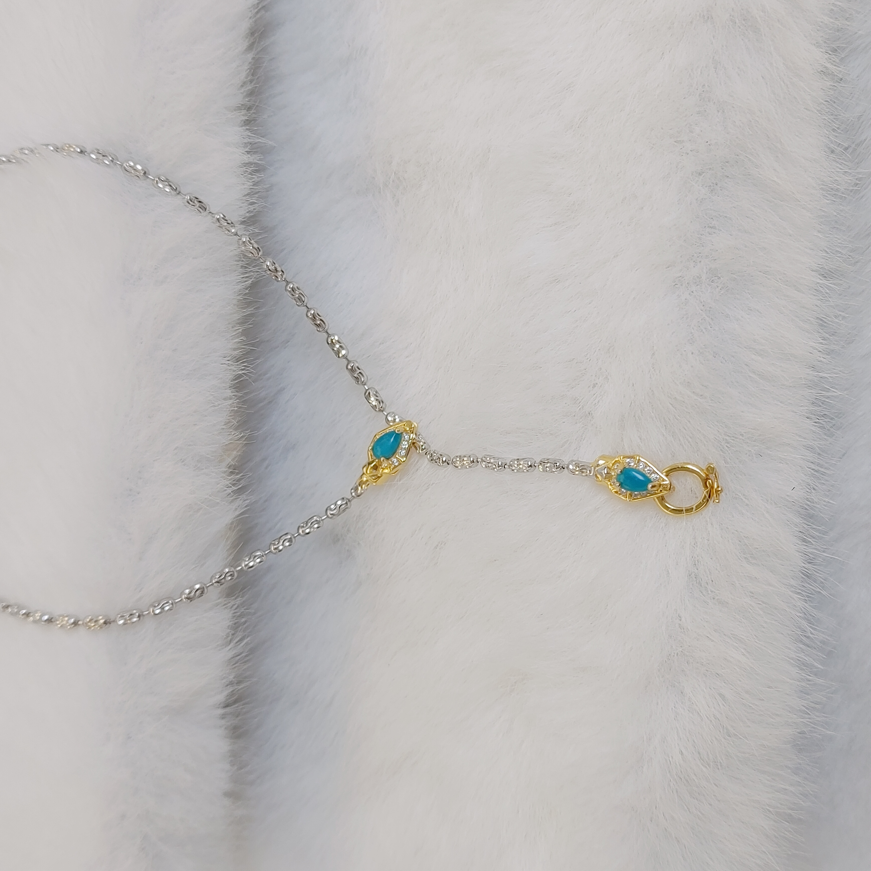 原矿松石蛇S925银项链