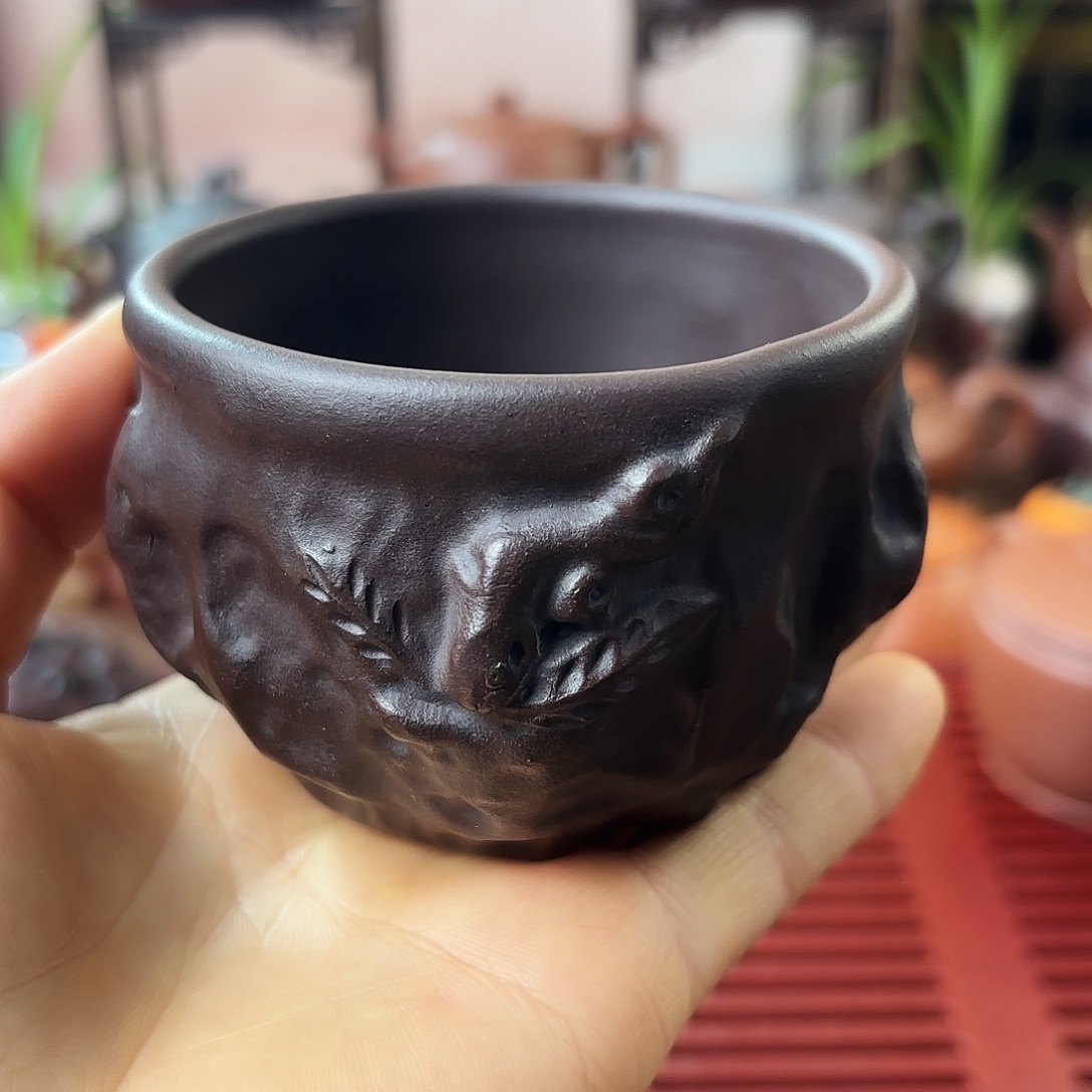 紫砂茶壶主人杯老紫泥120cc