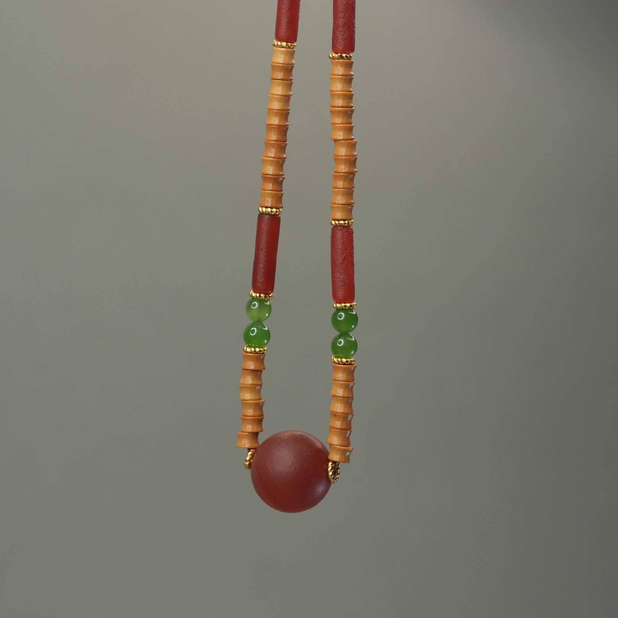 非金属木质项链 锦绣山河项链（原创手作）