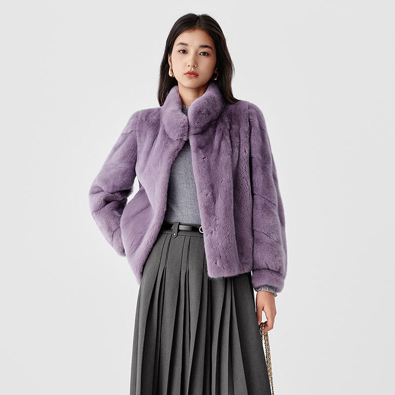 珂莱蒂尔冬季新款水貂毛皮草大衣女气质优雅整貂大衣KS03331S1