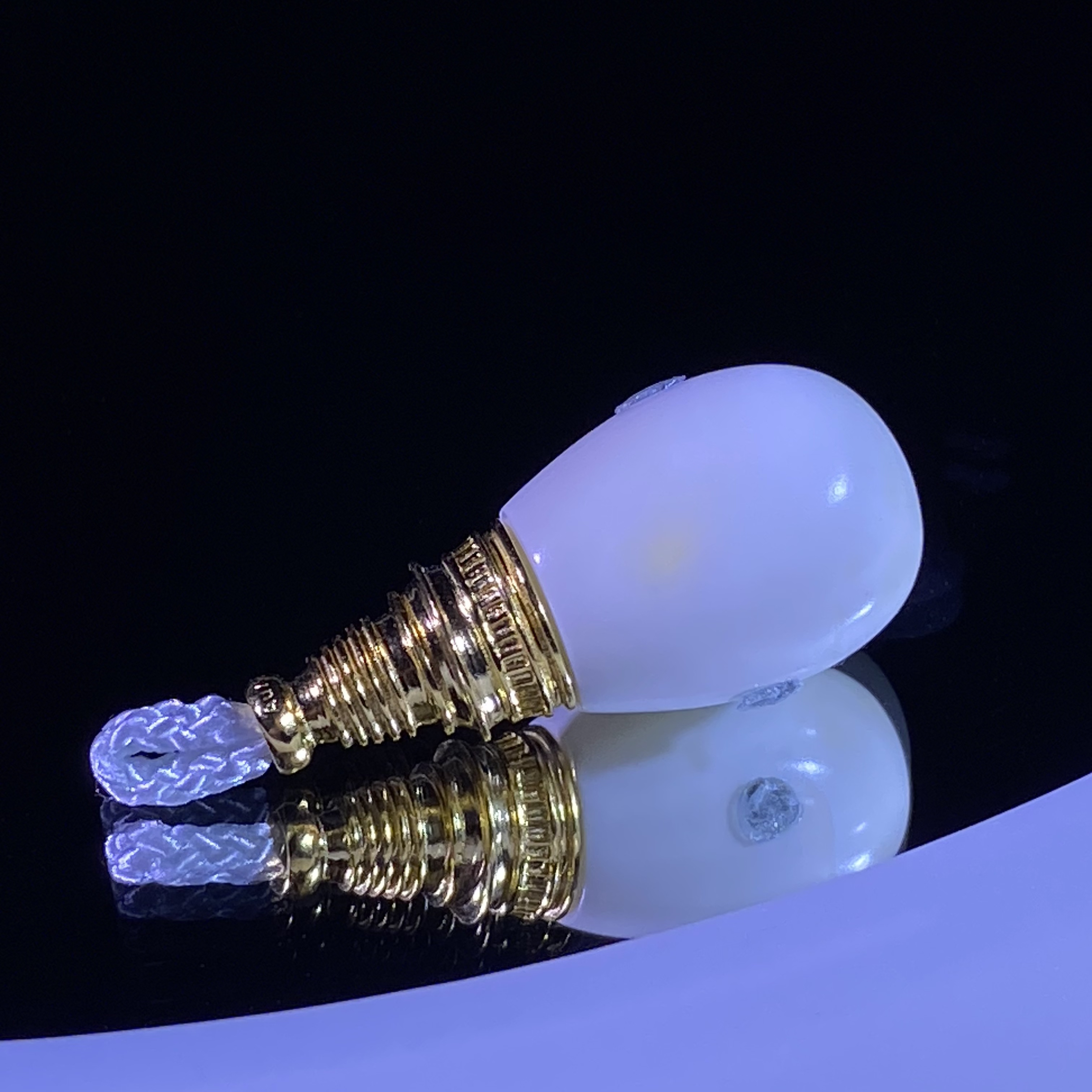 11mm漆瓷白全白18K金塔蜜蜡三通 全品配串好看妖