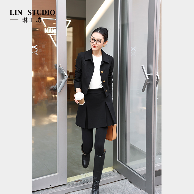 琳工坊“颖初”黑色裙裤气质优雅时尚减龄休闲百搭唐琳设计师