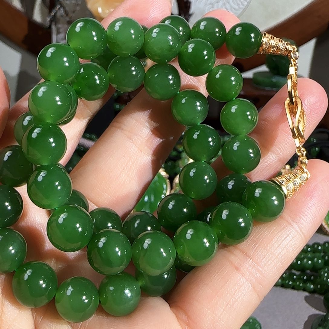 和田玉（碧玉）颈饰银S925镶嵌