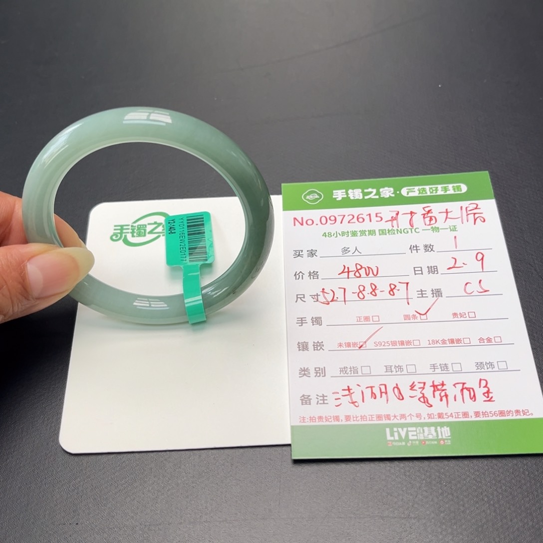 翡翠手镯（圆镯）未镶嵌多人