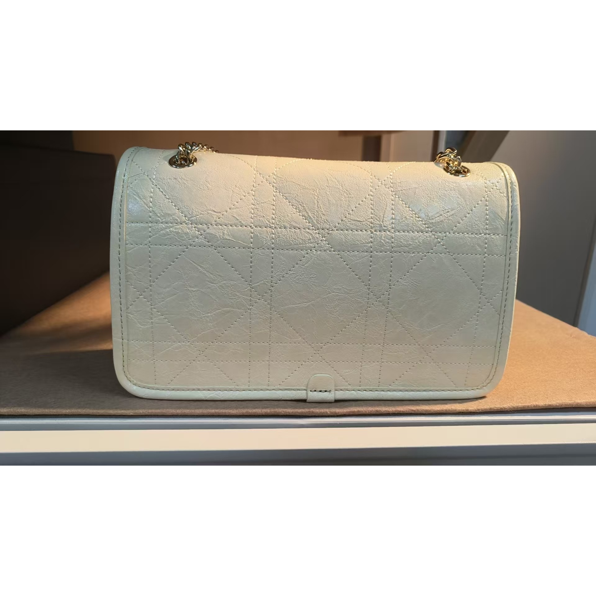 TOLEX2025新款手工时尚百搭菱格女v翻盖黄色21cm