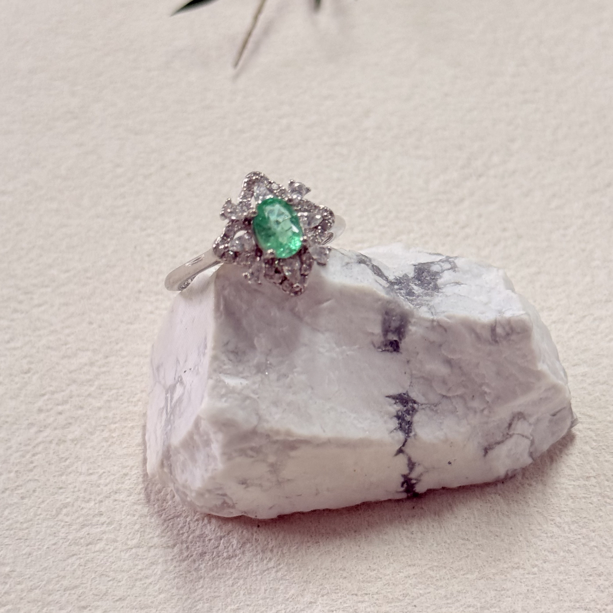 【六六中古】孤品精美祖母绿s925开口戒指ty2937