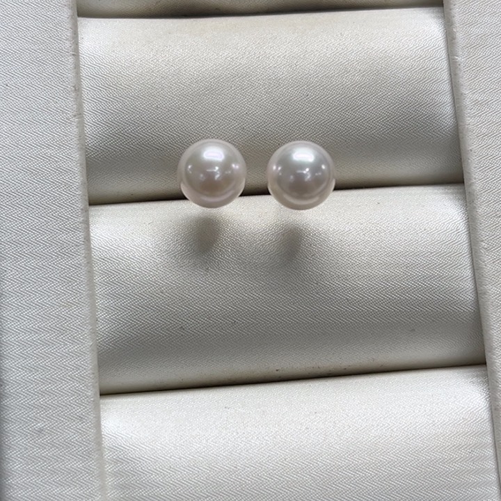 银S925镶嵌耳饰海水珍珠7-8mm115号