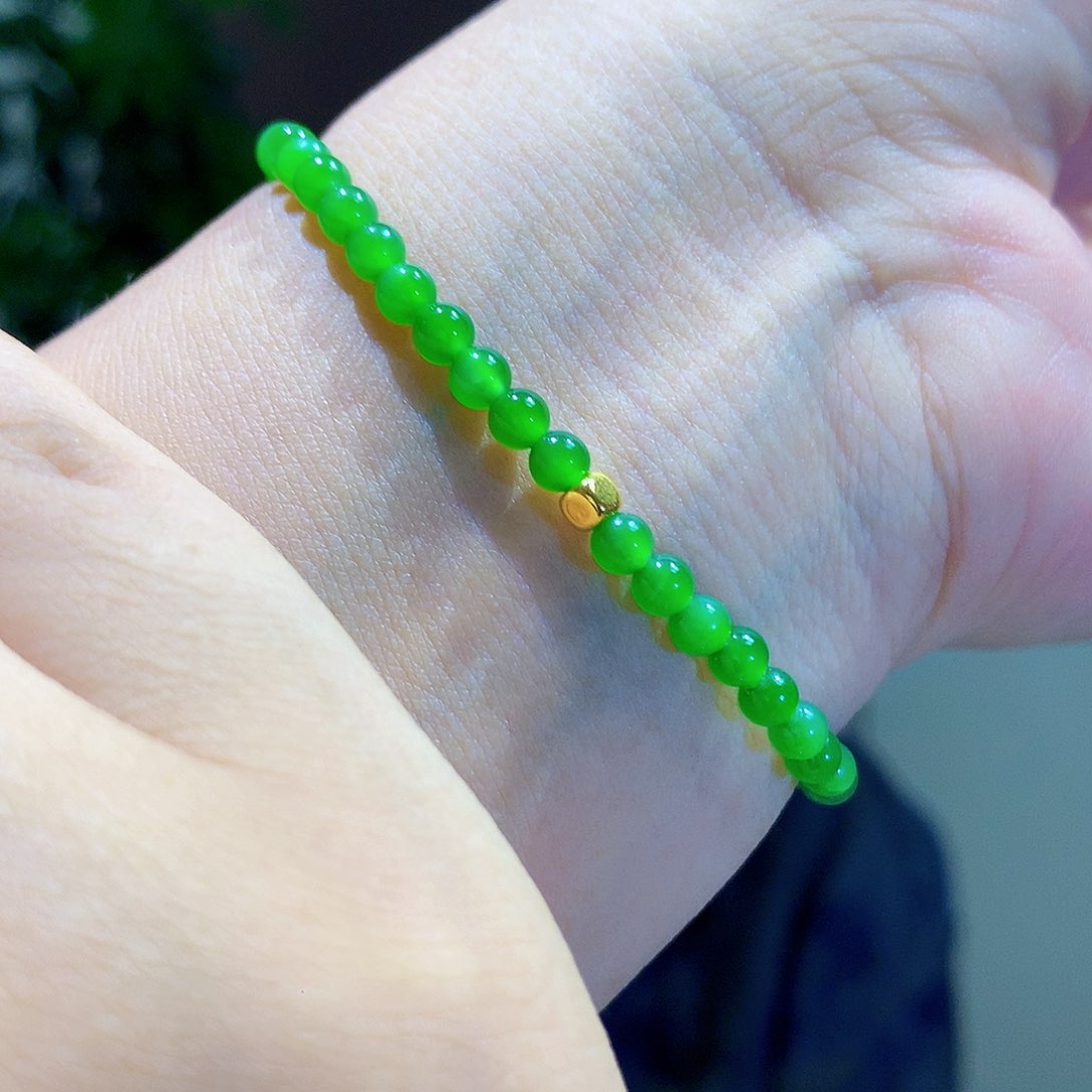 手链足金镶嵌和田玉（碧玉）卡4