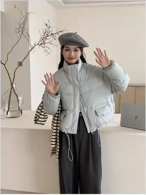 【EWSY 50526】短款立领厚款保暖玫粉短款韩版网红时尚轻薄