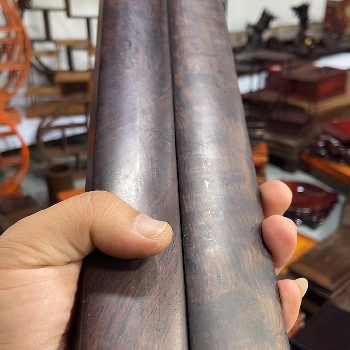 自***由香榧木红木底座工艺品2个30公分长