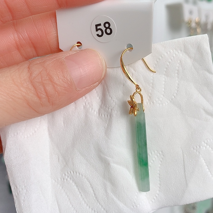 翡翠耳饰银S925镶嵌花*子翡翠