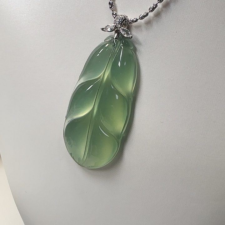 岫玉银S925镶嵌吊坠(不含链)