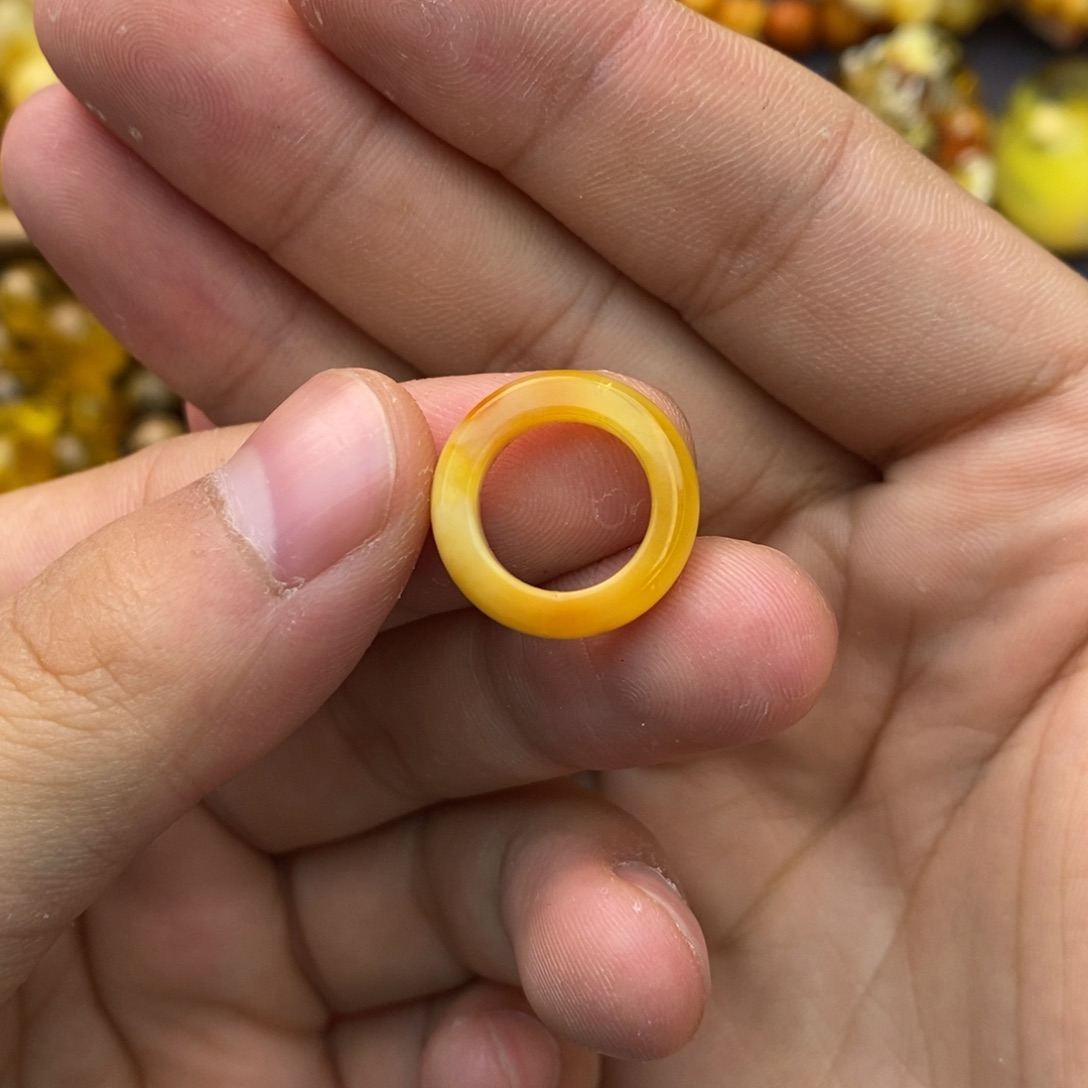 蜜蜡未镶嵌手串沁色花蜡金黄橘底跑环