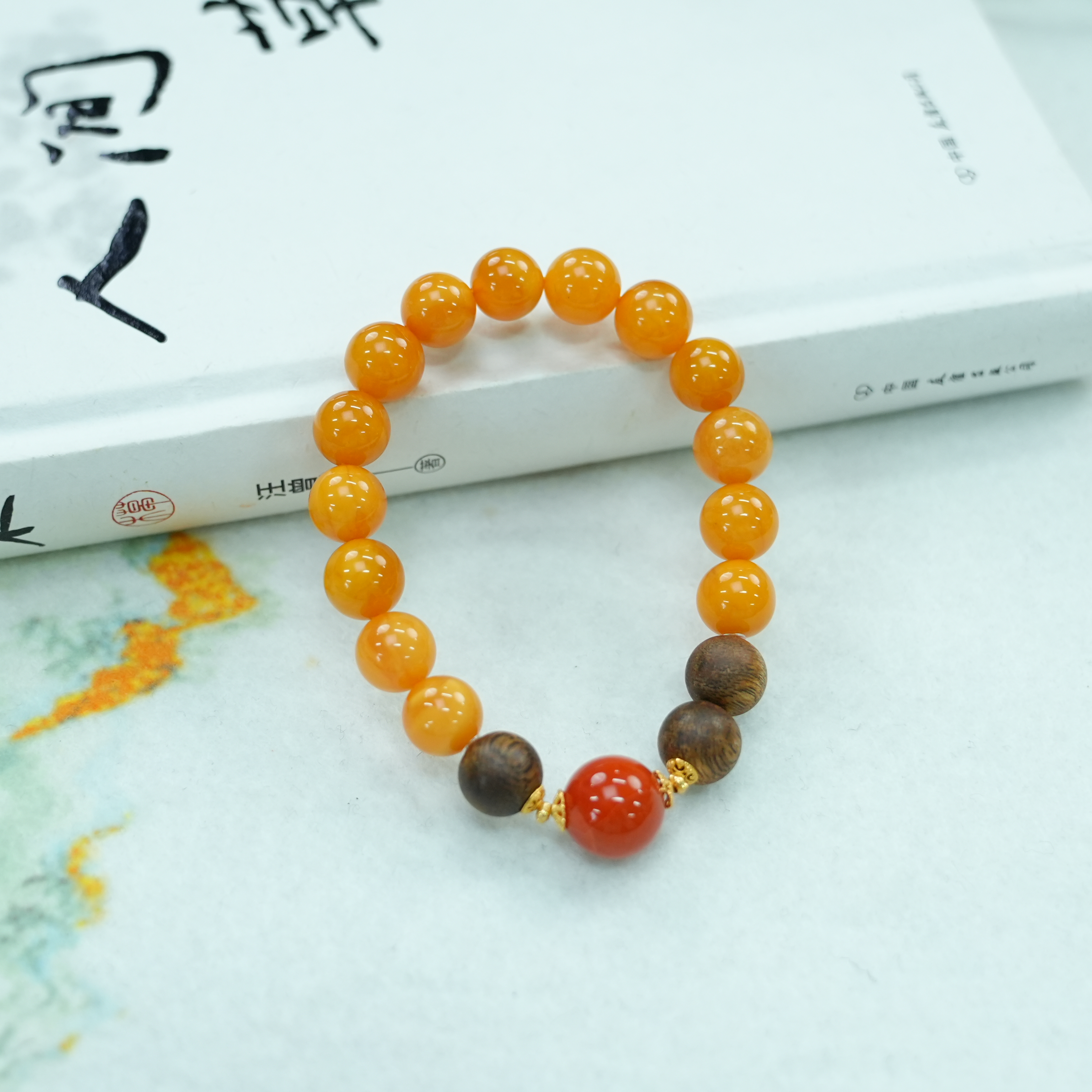 【睿泽&小池专属】S925蜜蜡搭南红手串 10-12mm 