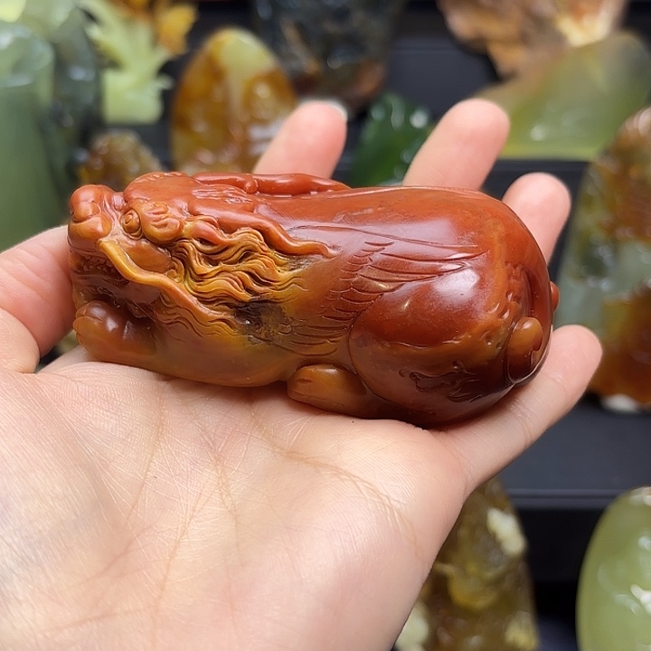 未镶嵌蛇纹石玉把玩件用****6