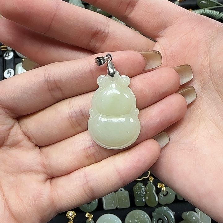 和田玉颈饰银S925镶嵌