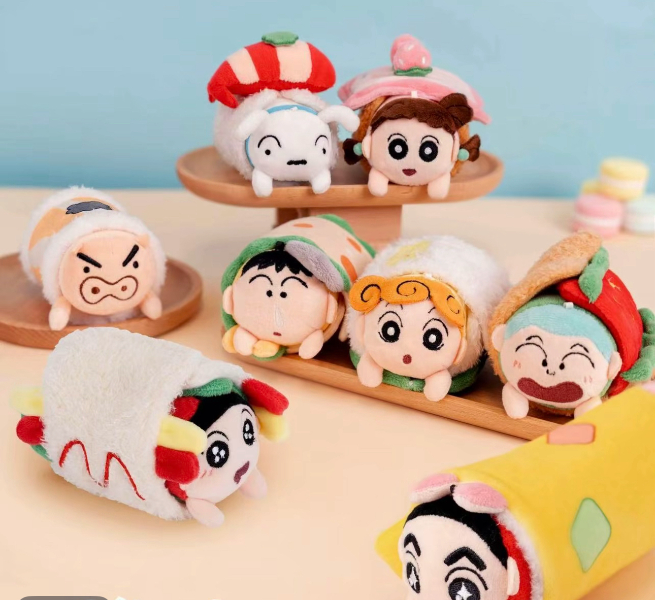 【铁板鱿玉】蜡笔小新卷卷寿司系列盲盒野原新之助挂件潮玩公仔