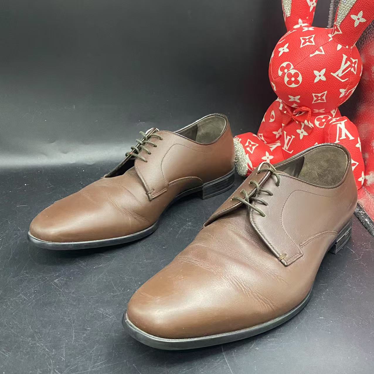 95新 Prada/普拉达 【聚星甄选】褐色系带皮鞋41欧码ddm632