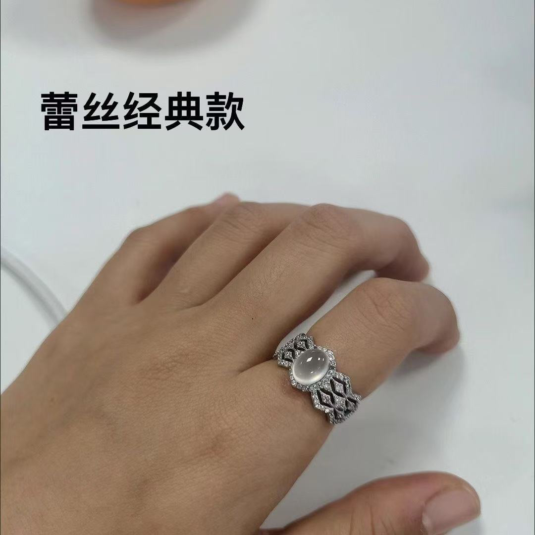蕾丝款戒指，活口可调，通体925银