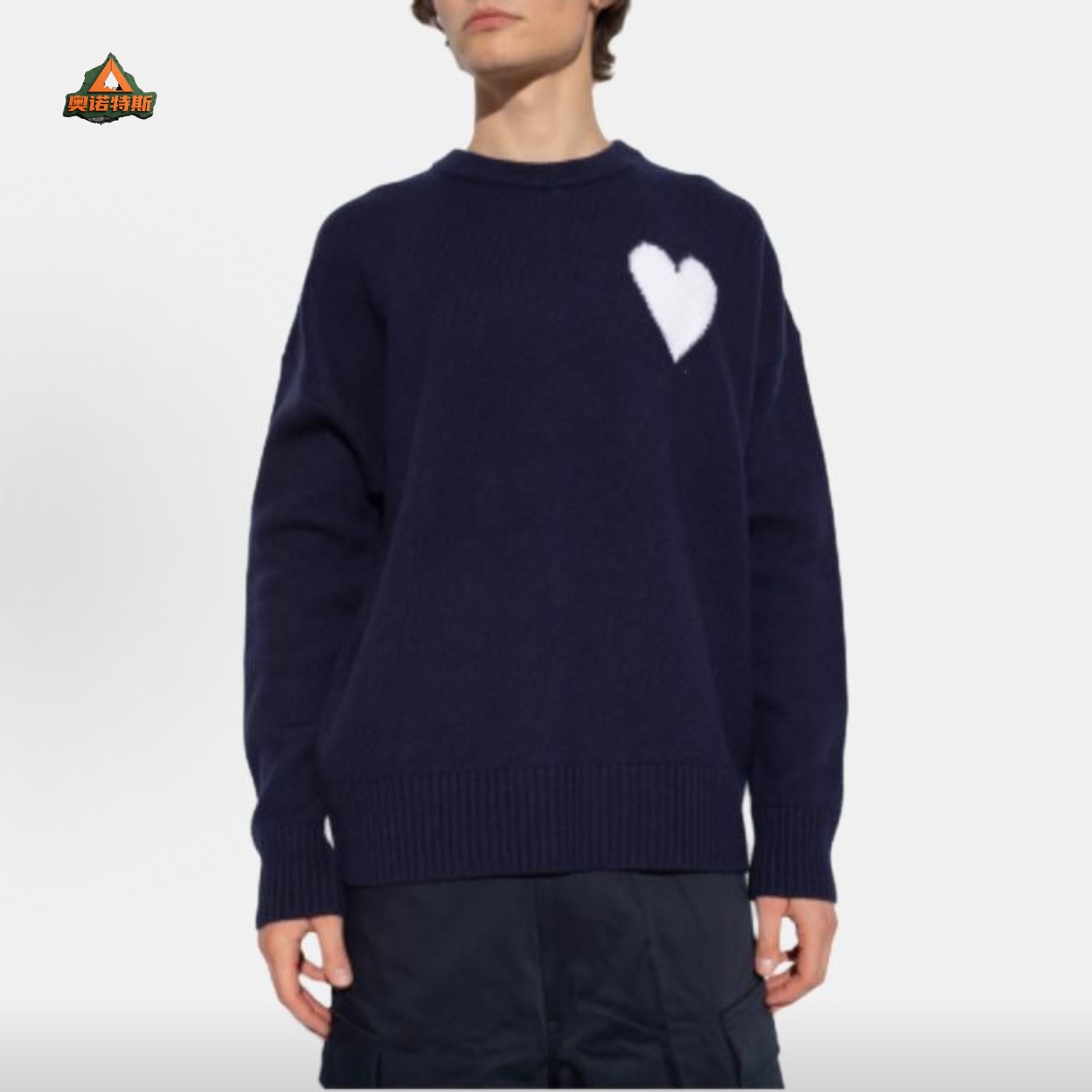 SC26073秋冬男女时尚加厚全棉爱心刺绣针织毛衣