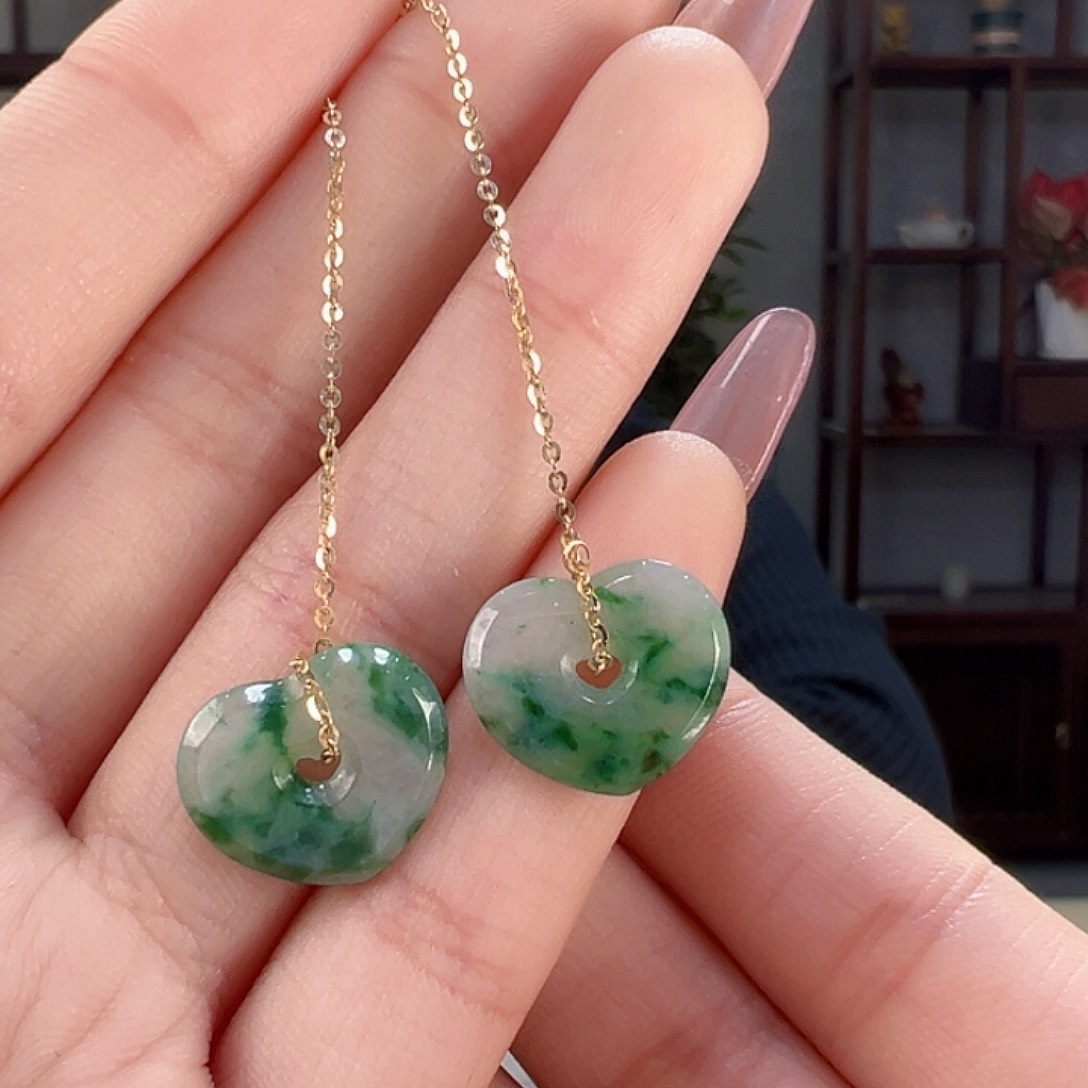 翡翠耳饰18K金镶嵌耳环26