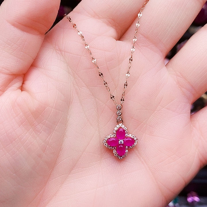 银S925镶嵌红宝石颈饰