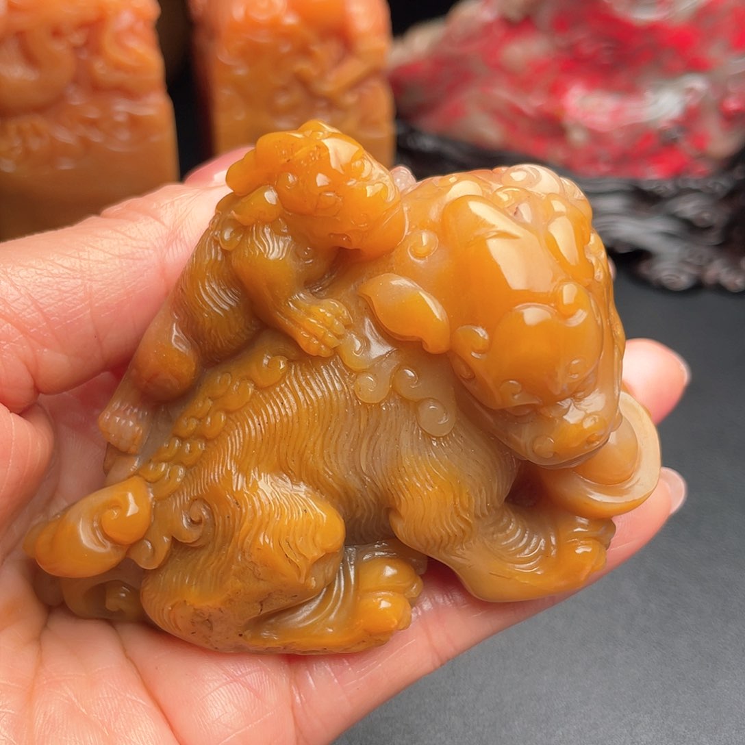 田黄石昌化田手把件挂件摆件