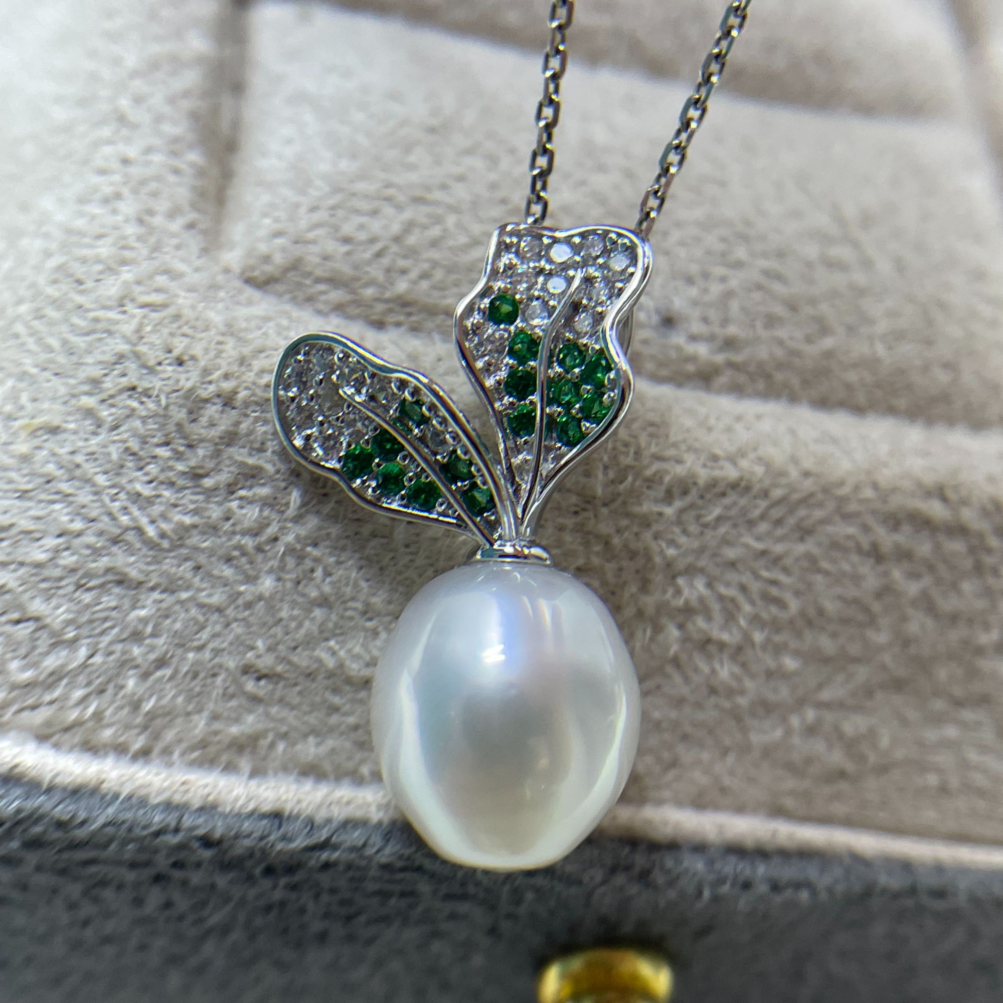 小萝卜款式海水澳白珍珠吊坠10.1mmS925银（不含链）