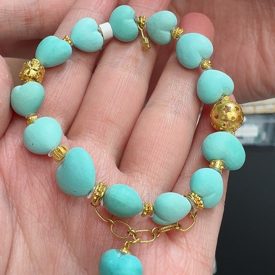 绿松石珠宝奇石18K金镶嵌