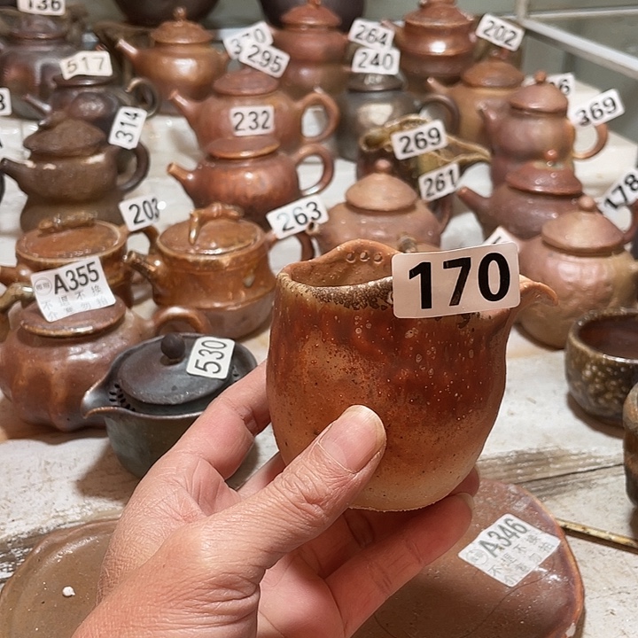 纯手工捏制柴烧茶具