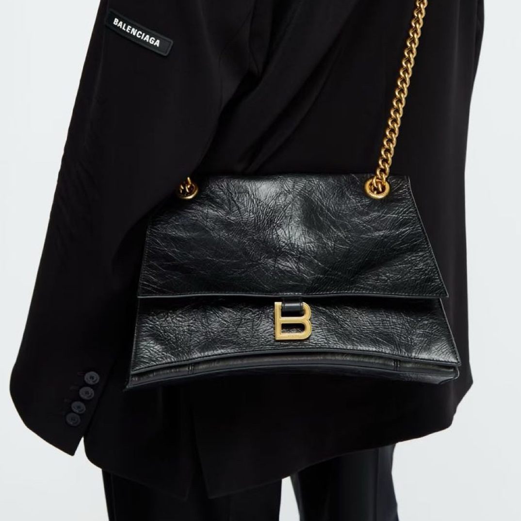 99新 Balenciaga/巴黎世家 黑金斜挎包/7937