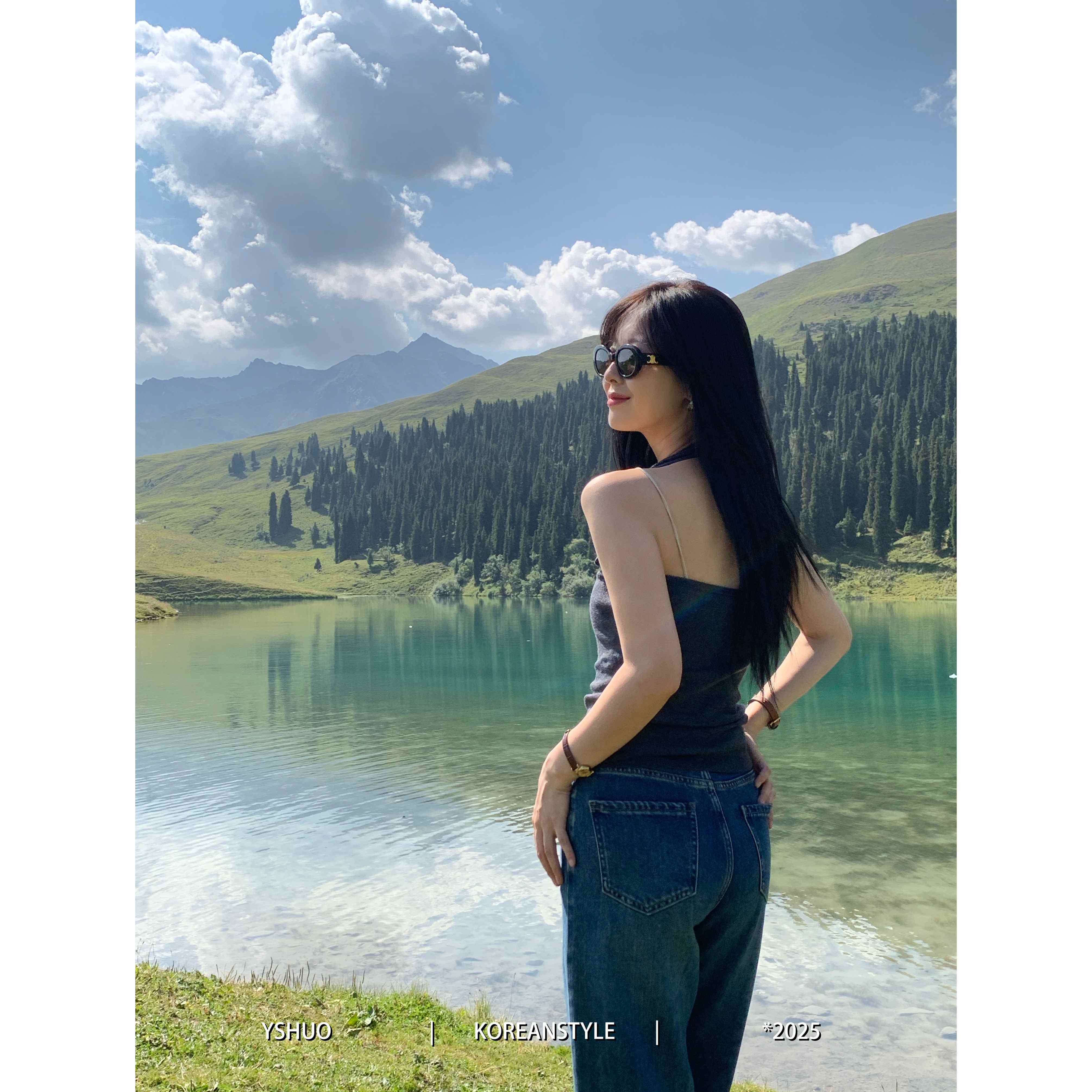 【ins背心】挂脖设计感修身显瘦背心可调节扣针织上衣 25311