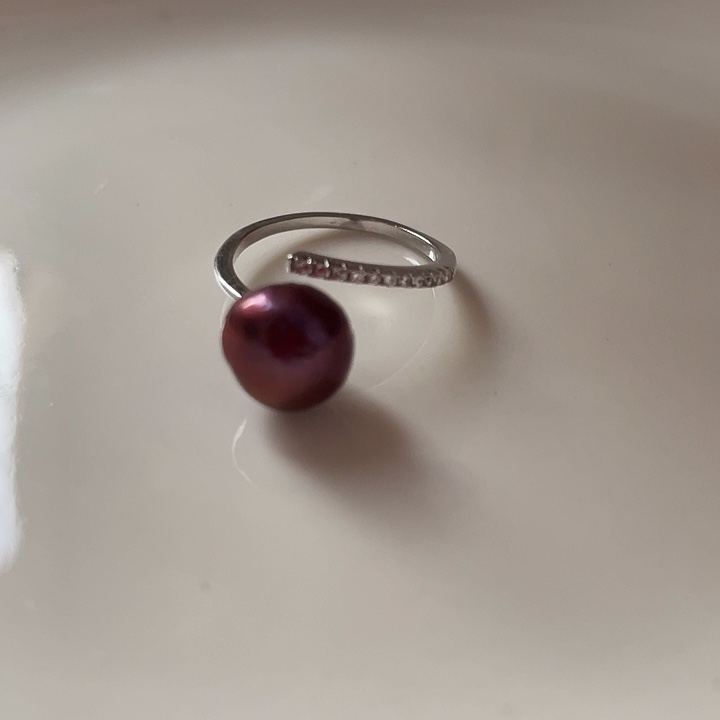 银S925镶嵌戒指淡水珍珠