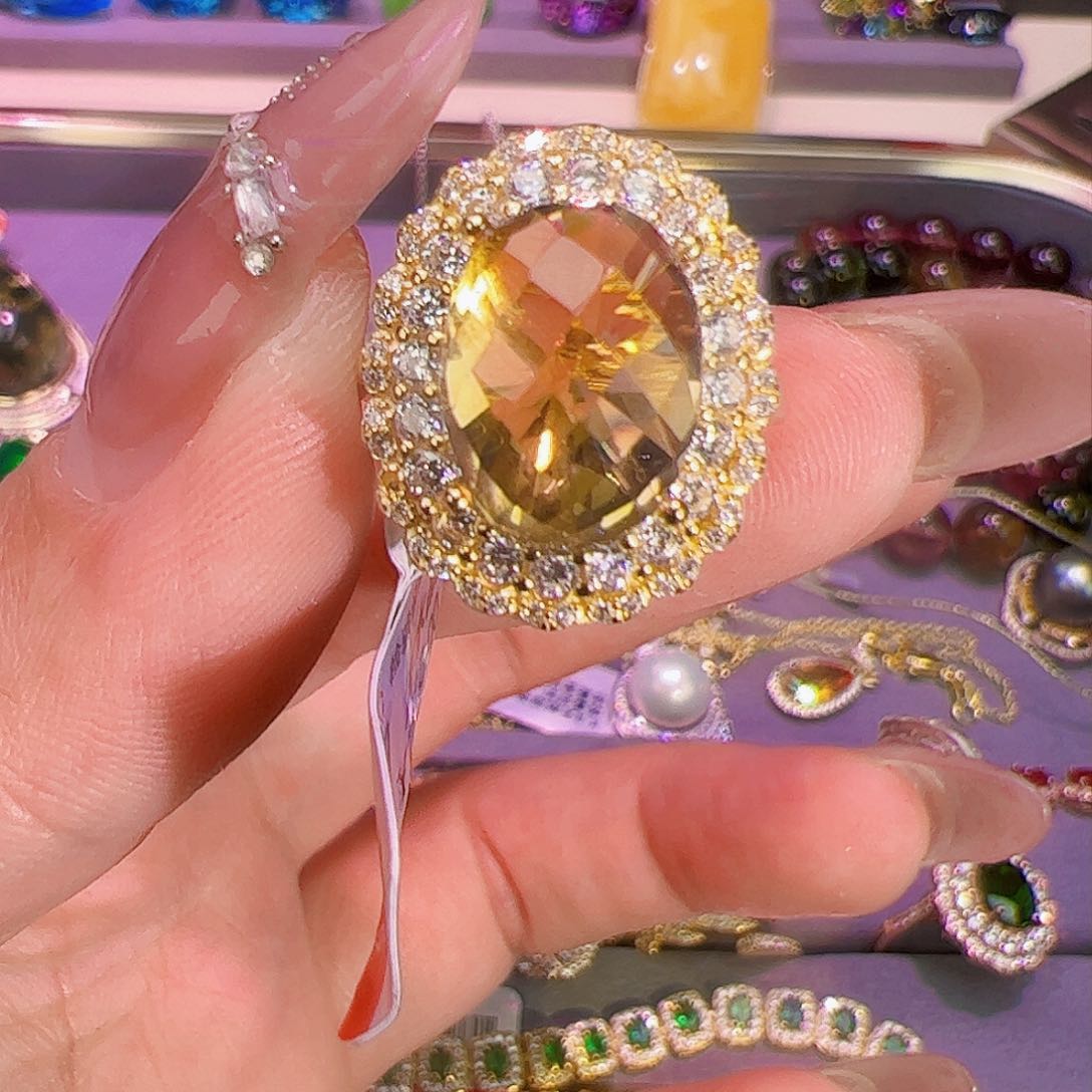 黄晶黄水晶银S925镶嵌