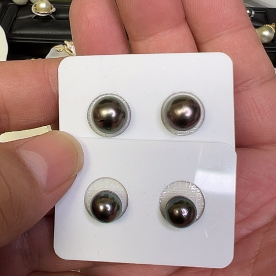 银S925镶嵌耳饰海水珍珠迦*定制耳钉两队