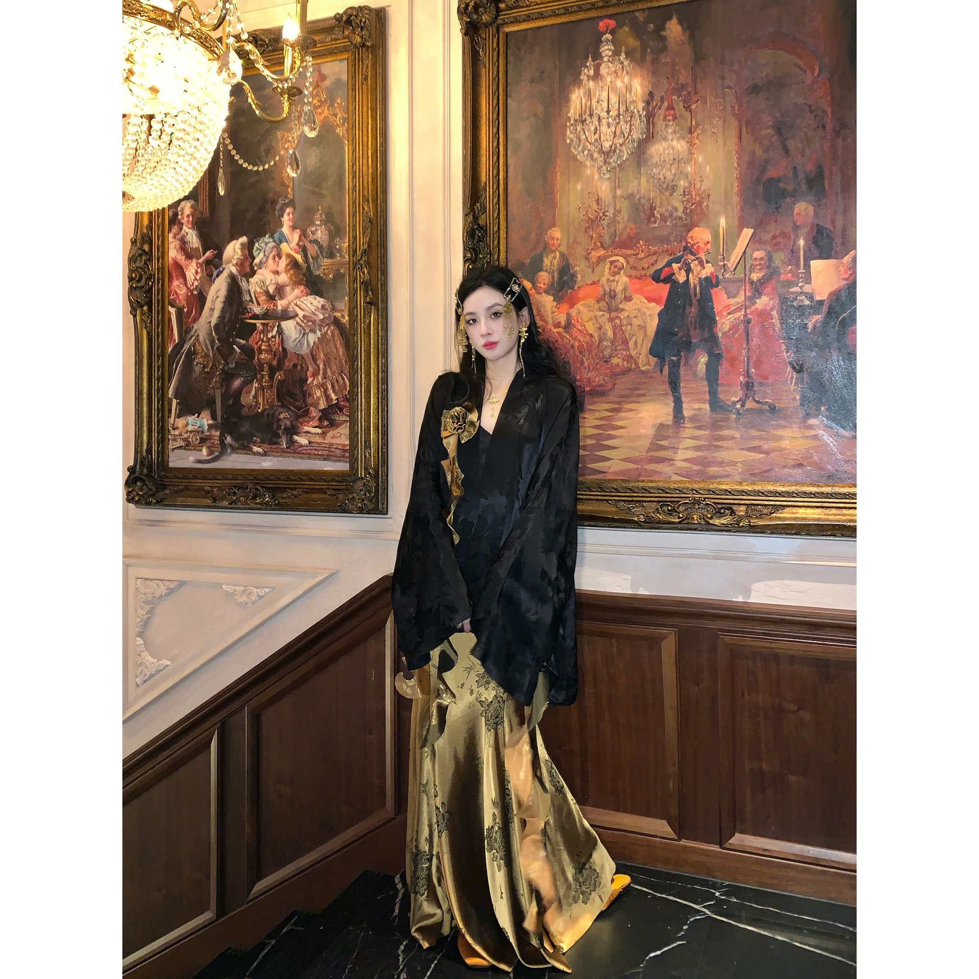 MOSS STUDIO 【墨锦丹华】新中式提花外套+提花半裙