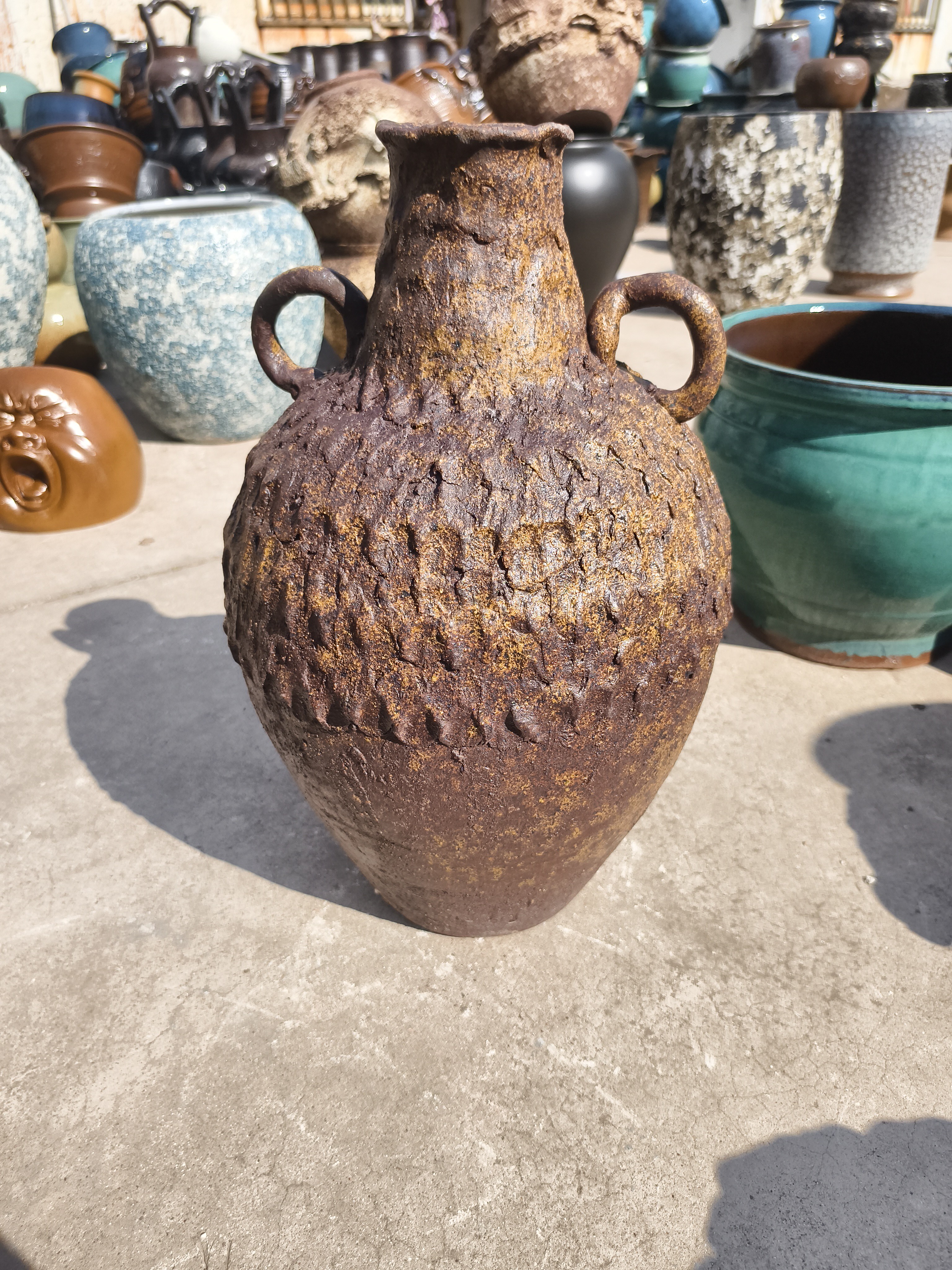 宜兴紫砂多肉老桩法师粗陶口约9.5高度约47.5无孔