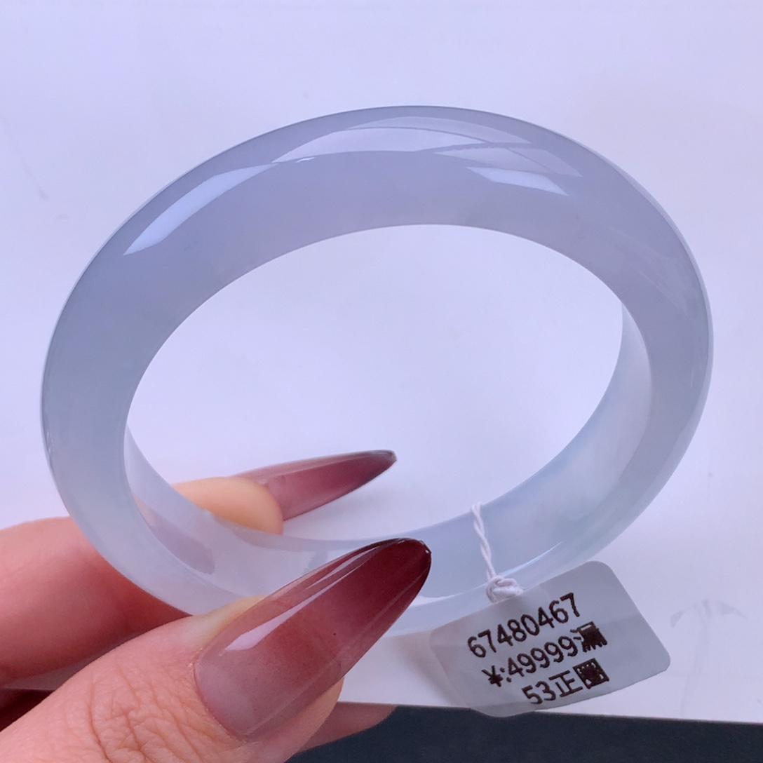 翡翠手镯未镶嵌糯冰淡紫正圈手镯