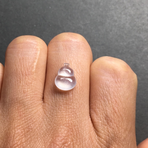 尺寸10.5-7.9-2.7天然缅甸翡翠高冰透葫芦镶嵌戒指手料多宝女款