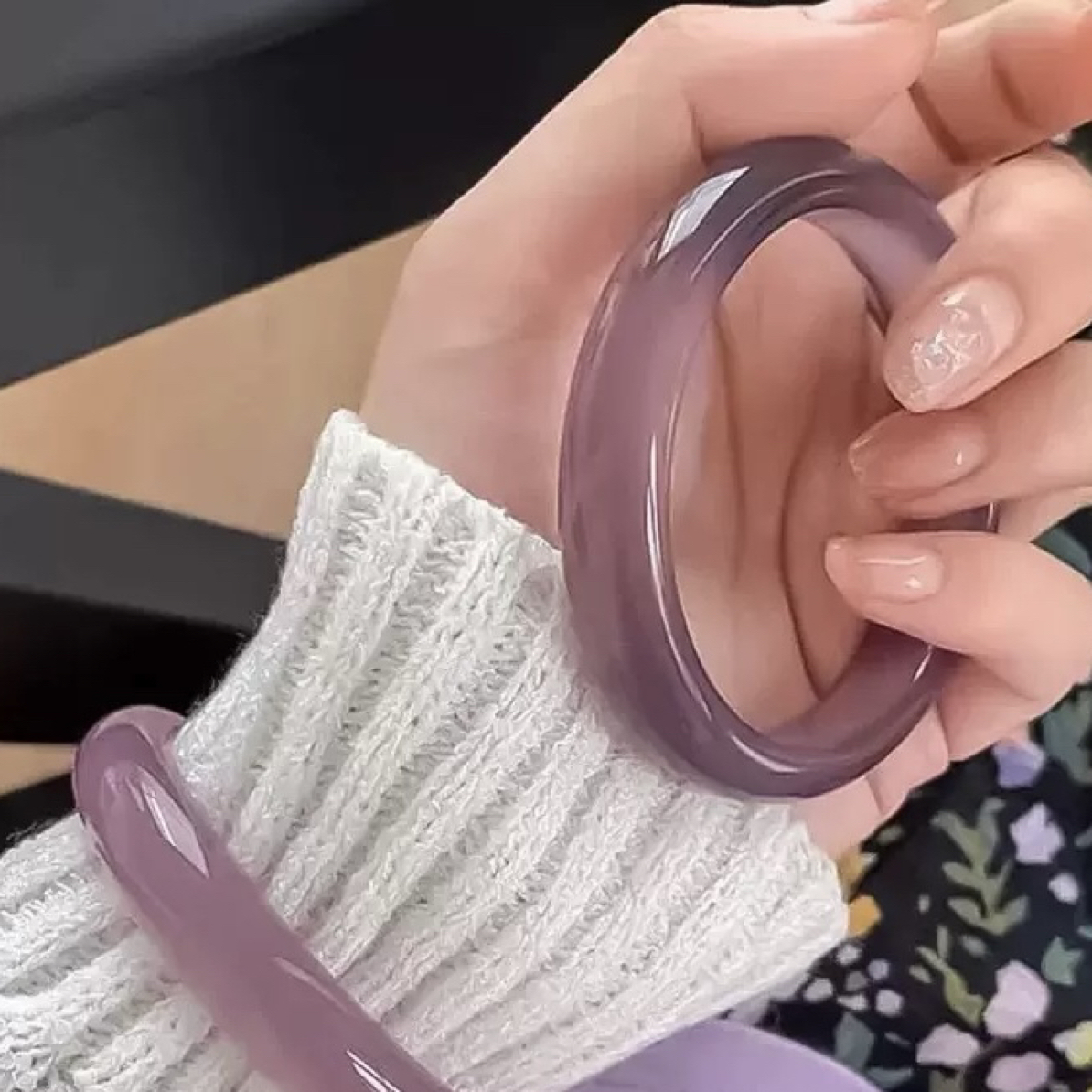  马料高冰地王紫高货冰时尚紫色手镯气质