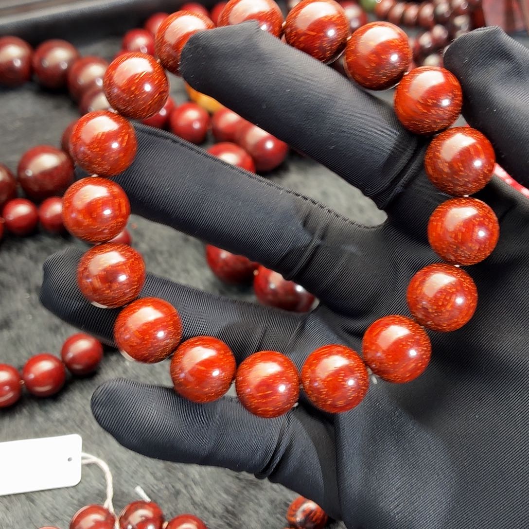 小叶紫檀手串/手链原汁原味大黑龙顶泥金星