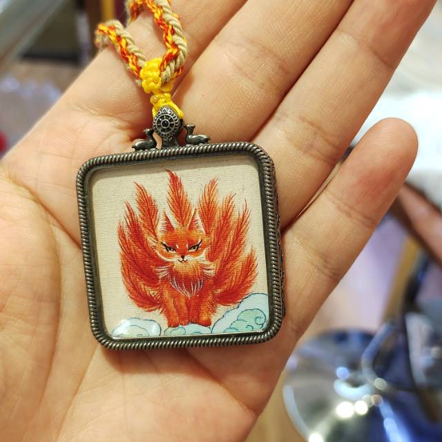 【曹美丽精选】H03118-唐卡脖挂（九尾狐）-多样性发其一-尺寸40*40mm