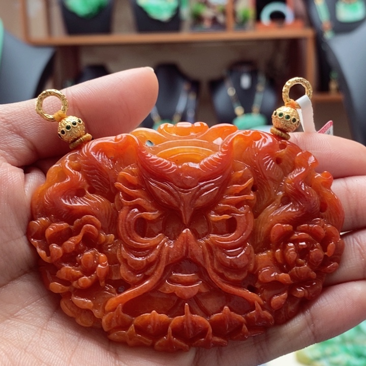 翡翠颈饰未镶嵌麻***鱼翡翠吊坠（不含链子）